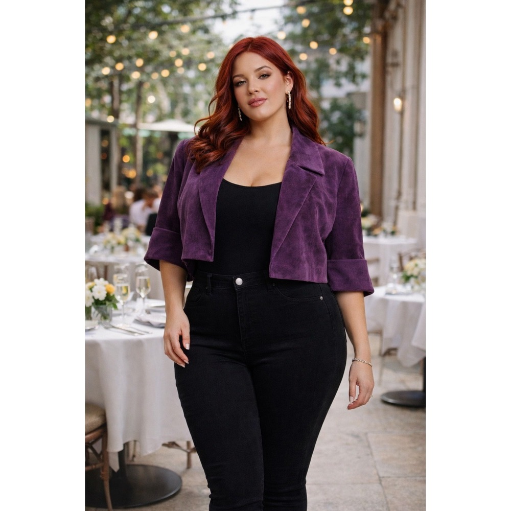 Cami Purple Suede Leather Jacket NWT Size‎ 16 – Bold 100% Genuine Leather Coat